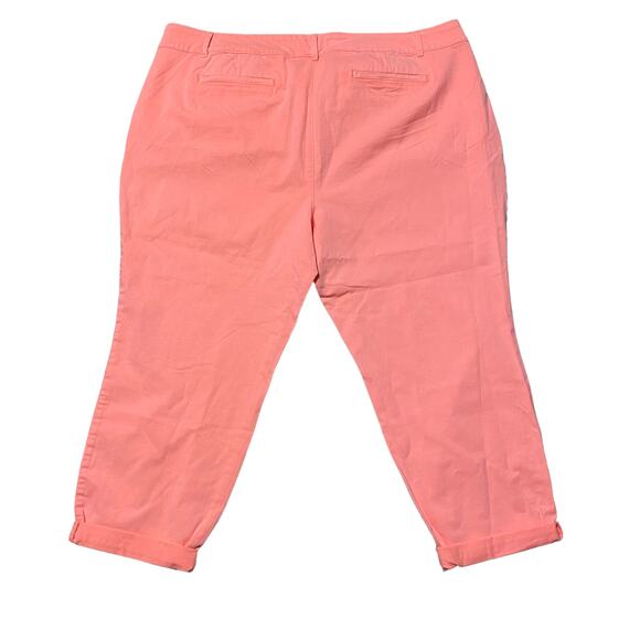Loft Plus Marisa Cuffed Cropped Bright Neon Coral Pants NWTs size 26 Plus - Picture 5 of 9